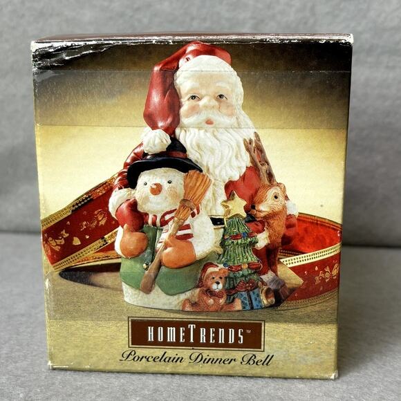 Home Trends Santa Snowman Christmas Porcelain Dinner Bell Ornament Decoration - Picture 6 of 7